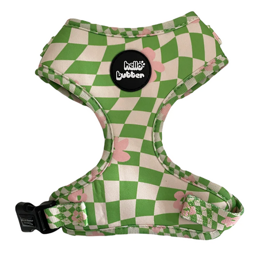 Green Wave Checker - Dog Harness